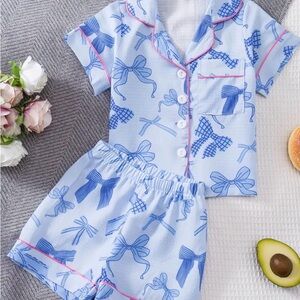 Blue Bow Kids Pajamas